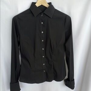 United Colors of Benetton Classic Black Button-down Tailored Shirt Size 10
